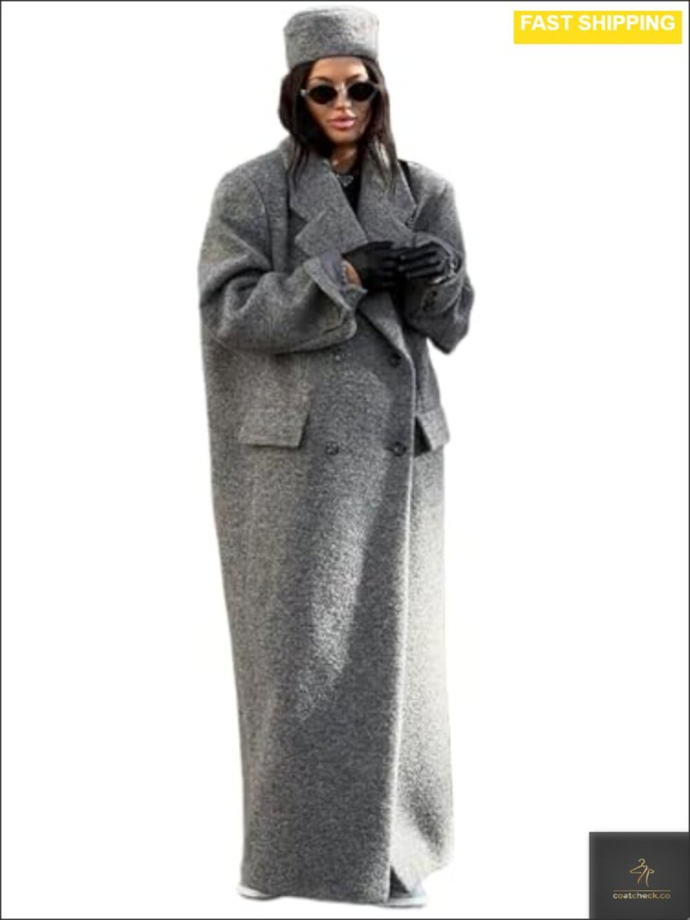 Womens Long Faux Suede Peacoat Double Breasted Maxi Winter Coat